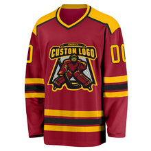 Load image into Gallery viewer, Custom Maroon Gold-Black Hockey Jersey