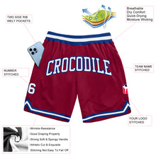 Load image into Gallery viewer, Custom Maroon White-Royal Authentic Throwback Basketball Shorts
