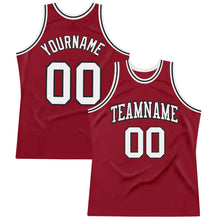 Load image into Gallery viewer, Custom Maroon White-Black Authentic Throwback Basketball Jersey