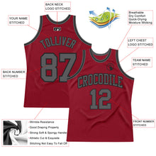 Load image into Gallery viewer, Custom Maroon Steel Gray-Black Authentic Throwback Basketball Jersey