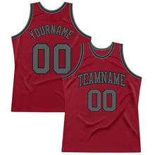 Load image into Gallery viewer, Custom Maroon Steel Gray-Black Authentic Throwback Basketball Jersey