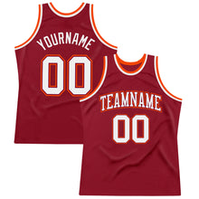 Load image into Gallery viewer, Custom Maroon White-Orange Authentic Throwback Basketball Jersey