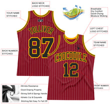 Load image into Gallery viewer, Custom Maroon White Pinstripe Black-Gold Authentic Basketball Jersey