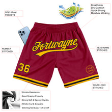 Load image into Gallery viewer, Custom Maroon Gold-Black Authentic Throwback Basketball Shorts