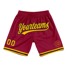Load image into Gallery viewer, Custom Maroon Gold-Black Authentic Throwback Basketball Shorts