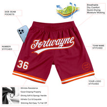 Load image into Gallery viewer, Custom Maroon White-Orange Authentic Throwback Basketball Shorts