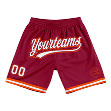 Load image into Gallery viewer, Custom Maroon White-Orange Authentic Throwback Basketball Shorts