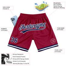 Load image into Gallery viewer, Custom Maroon Navy-White Authentic Throwback Basketball Shorts