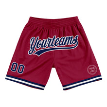 Load image into Gallery viewer, Custom Maroon Navy-White Authentic Throwback Basketball Shorts