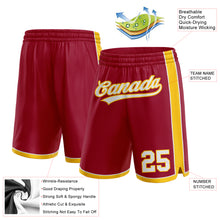 Load image into Gallery viewer, Custom Maroon White-Yellow Authentic Basketball Shorts