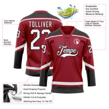 Load image into Gallery viewer, Custom Maroon White-Black Hockey Lace Neck Jersey