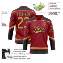 Load image into Gallery viewer, Custom Maroon Old Gold-Black Hockey Lace Neck Jersey