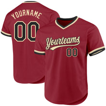 Load image into Gallery viewer, Custom Maroon Black-Cream Authentic Throwback Baseball Jersey