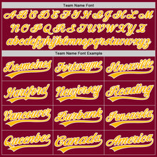 Load image into Gallery viewer, Custom Maroon Gold-White Authentic Throwback Baseball Jersey