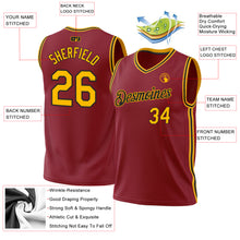 Load image into Gallery viewer, Custom Maroon Gold-Black Authentic Throwback Basketball Jersey