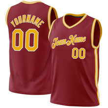 Load image into Gallery viewer, Custom Maroon Gold-White Authentic Throwback Basketball Jersey