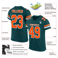 Load image into Gallery viewer, Custom Midnight Green Orange-White Mesh Authentic Football Jersey