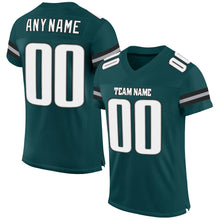 Load image into Gallery viewer, Custom Midnight Green White-Gray Mesh Authentic Football Jersey