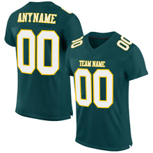 Load image into Gallery viewer, Custom Midnight Green White-Gold Mesh Authentic Football Jersey