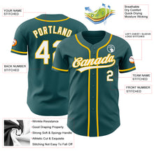 Load image into Gallery viewer, Custom Midnight Green White-Gold Authentic Baseball Jersey
