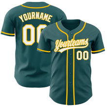 Load image into Gallery viewer, Custom Midnight Green White-Gold Authentic Baseball Jersey