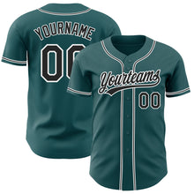 Load image into Gallery viewer, Custom Midnight Green Black-White Authentic Baseball Jersey