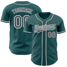Load image into Gallery viewer, Custom Midnight Green Steel Gray-White Authentic Baseball Jersey