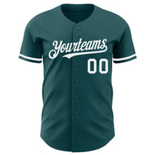 Load image into Gallery viewer, Custom Midnight Green White Authentic Baseball Jersey