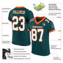 Load image into Gallery viewer, Custom Midnight Green White-Orange Mesh Authentic Football Jersey