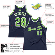 Load image into Gallery viewer, Custom Navy Neon Green-White Authentic Throwback Basketball Jersey