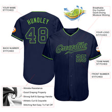Load image into Gallery viewer, Custom Navy Navy-Neon Green Authentic Baseball Jersey