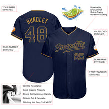Load image into Gallery viewer, Custom Navy Navy-Old Gold Authentic Baseball Jersey