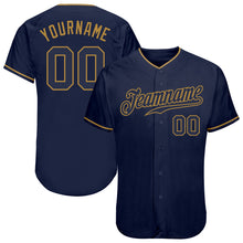 Load image into Gallery viewer, Custom Navy Navy-Old Gold Authentic Baseball Jersey
