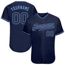 Load image into Gallery viewer, Custom Navy Navy-Light Blue Authentic Baseball Jersey