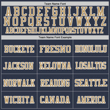 Load image into Gallery viewer, Custom Navy Old Gold-White Mesh Authentic Throwback Football Jersey