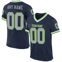 Load image into Gallery viewer, Custom Navy Gray-Neon Green Mesh Authentic Throwback Football Jersey