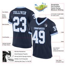Load image into Gallery viewer, Custom Navy White-Light Blue Mesh Authentic Throwback Football Jersey