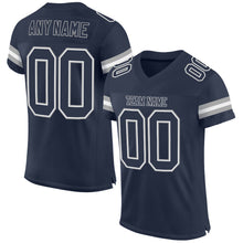 Load image into Gallery viewer, Custom Navy Navy-White Mesh Authentic Football Jersey