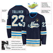 Load image into Gallery viewer, Custom Navy Cream-Blue Hockey Jersey