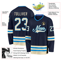 Load image into Gallery viewer, Custom Navy Cream-Blue Hockey Jersey