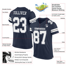Load image into Gallery viewer, Custom Navy White-Gray Mesh Authentic Football Jersey