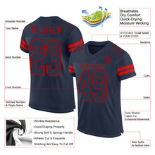 Load image into Gallery viewer, Custom Navy Navy-Red Mesh Authentic Football Jersey