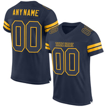 Load image into Gallery viewer, Custom Navy Navy-Gold Mesh Authentic Football Jersey