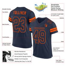 Load image into Gallery viewer, Custom Navy Navy-Orange Mesh Authentic Football Jersey