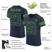Load image into Gallery viewer, Custom Navy Navy-Neon Green Mesh Authentic Football Jersey