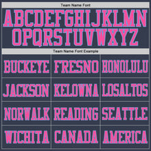 Load image into Gallery viewer, Custom Navy Pink-Light Blue Mesh Authentic Football Jersey