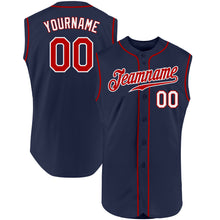 Load image into Gallery viewer, Custom Navy Red-White Authentic Sleeveless Baseball Jersey