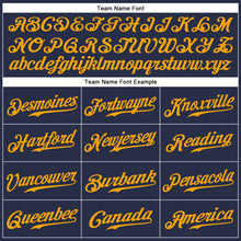 Load image into Gallery viewer, Custom Navy Gold Authentic Sleeveless Baseball Jersey