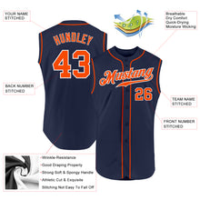 Load image into Gallery viewer, Custom Navy Orange-White Authentic Sleeveless Baseball Jersey