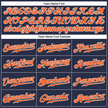 Load image into Gallery viewer, Custom Navy Orange-White Authentic Sleeveless Baseball Jersey